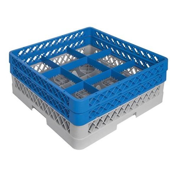 CaterRacks CaterRack Glazenkorf 9 Vakken en 2 Opzetranden | 50x50H18 cm. | Max Ø15 cm Max H16 cm. | CR09-2A