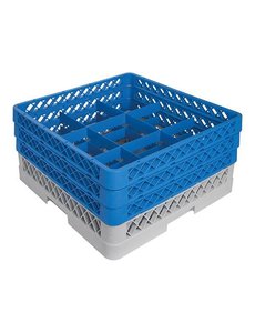 CaterRacks Glazenkorf 9 Vakken en 3 Opzetranden | 50x50H22 cm. | Max Ø15 cm Max H20 cm. | CR09-3A