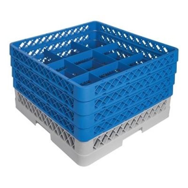 CaterRacks CaterRacks Glazenkorf 9 Vakken en 4 Opzetranden | 50x50H26 cm. | Max Ø15 cm Max H24 cm. | CR09-4A