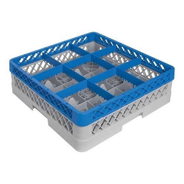 CaterRacks CaterRacks Glazenkorf 9 Vakken en 1 Opzetrand | 50x50xH14 cm. | Max Ø15 cm. Max H12 cm. | CR09-1Z