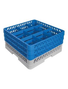 CaterRacks Glazenkorf met 9 vakken en 3 opzetranden | 50x50xH22 cm. | Max Ø15 cm. Max H20 cm. | CR0923