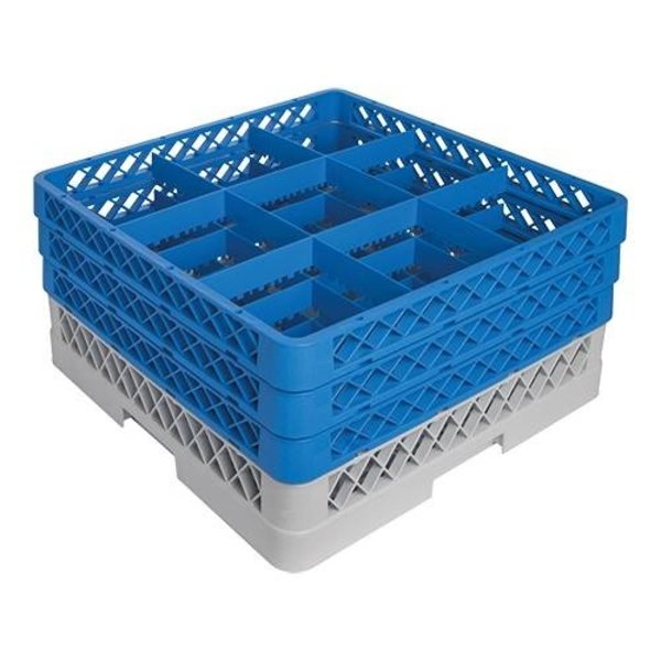 CaterRacks CaterRacks Glazenkorf 9 Vakken en 3 Opzetranden | 50x50xH22 cm. | Max Ø15 cm. Max H20 cm. | CR09-3Z