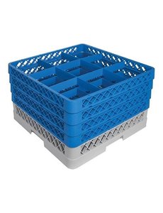 CaterRacks Glazenkorf 9 Vakken en 4 Opzetranden | 50x50xH26 cm. |  Max Ø15 cm. Max  H24 cm. |  CR09-4Z