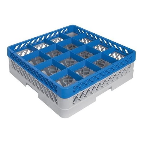 CaterRacks CaterRacks Glazenkorf 16 Vakken met 1 Opzetrand | 50x50xH14 cm. | Max Ø11.2 Max H12 cm. | CR16-1Z