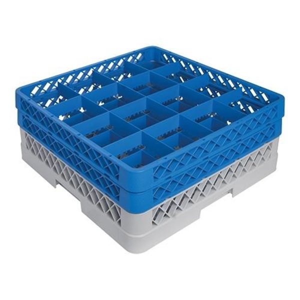 CaterRacks CaterRack Glazenkorf 16 Vakken met 2 Opzetranden | 50x50xH18 cm. | Max Ø11.2 Max H16 cm. | CR16-2Z