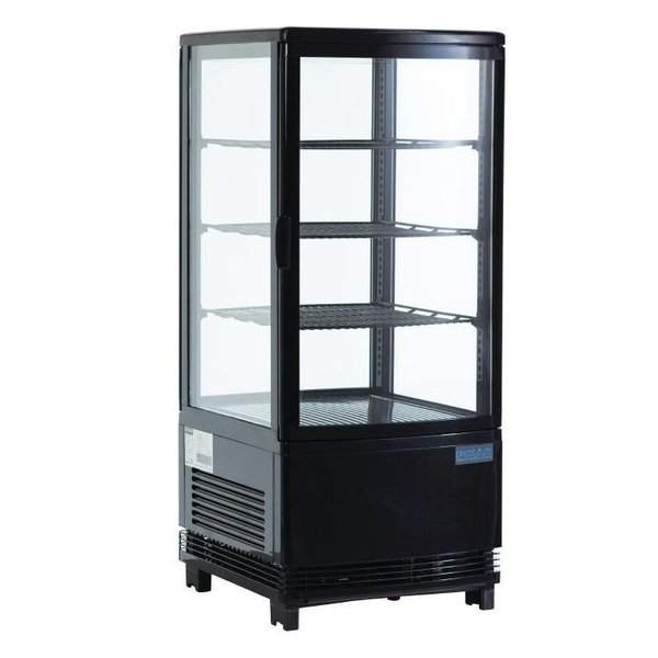 Polar Polar Koelvitrine met 4 glazen ruiten zwart 68 Liter | 43x39xH89cm.