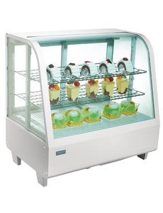 Polar Koelvitrine met gebogen ruit wit 100 Liter | 2°C tot 12°C | 68Hx68x45cm.