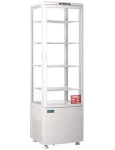 Polar Koelvitrine met gebogen deur wit | 235 liter | 51.5x48.5xH169cm.