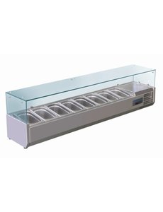 Polar Opzetkoelvitrine 8x GN1/4 | +2°C tot +8°C | 1800 x 330xH435mm