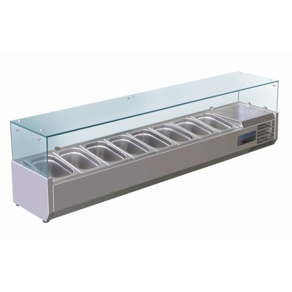 Polar Polar Opzetkoelvitrine 8x GN1/4 | +2°C tot +8°C | 1800 x 330xH435mm