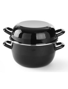 Hendi Mosselpan met deksel | Geëmailleerd | Keuze uit 3 maten