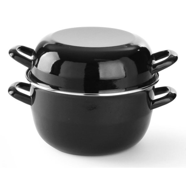 Hendi Mosselpan met deksel | Geëmailleerd | Keuze uit 3 maten