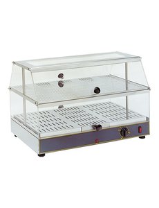 Roller Grill Warmhoudvitrine met 2 etages  | 20° tot 90°C | 59x35x(H)39cm