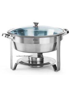 Hendi Chafing Dish Rond | Met glazen deksel | ø390x(h)270mm | 3,5 Liter