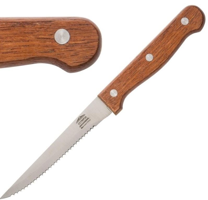 Olympia Steakmes met houten heft RVS 21.5 cm. | Per 12 stuks