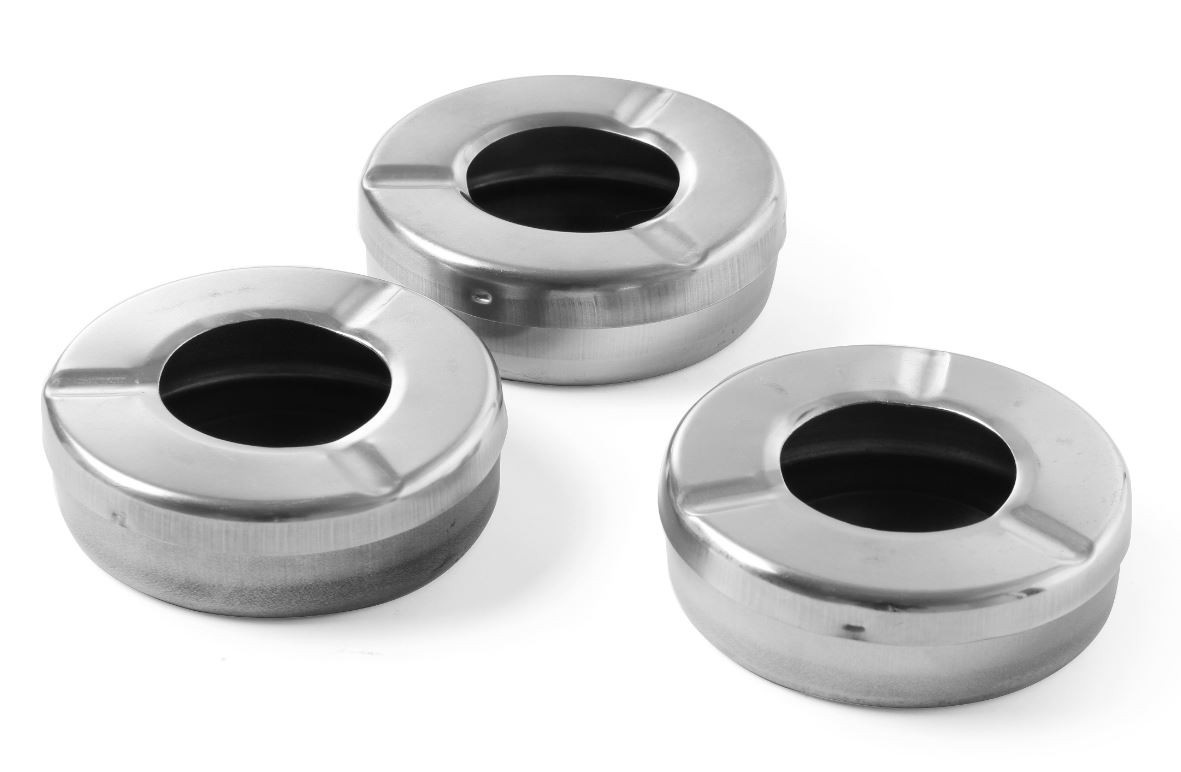 Hendi Asbak met deksel RVS | Ø90xH28mm | 3 stuks, foto 2 van 2