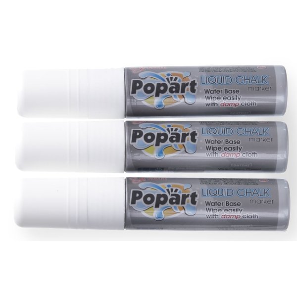 Hendi Krijtstiften met Platte Brede Punt | Schrijfbreedte 15mm Wit | Per 3 stuks