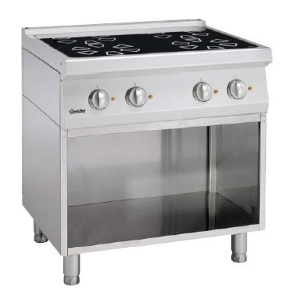 Keramisch fornuis met 4 kookzones en open onderbouw