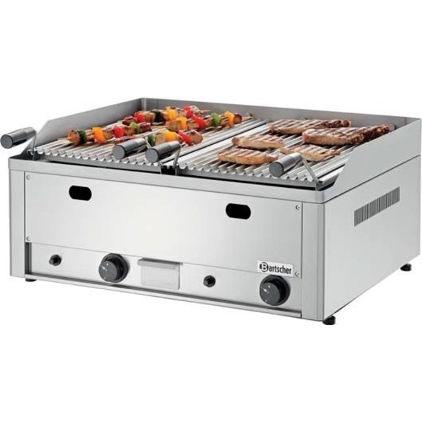 Bartscher Aardgas Lavasteen Grill met Grillrooster voor Vlees | 8kW |  B660 x D570 x H282 mm