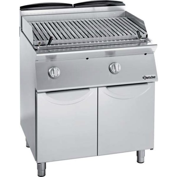 Gas lavasteengrill met V-grillrooster voor vlees