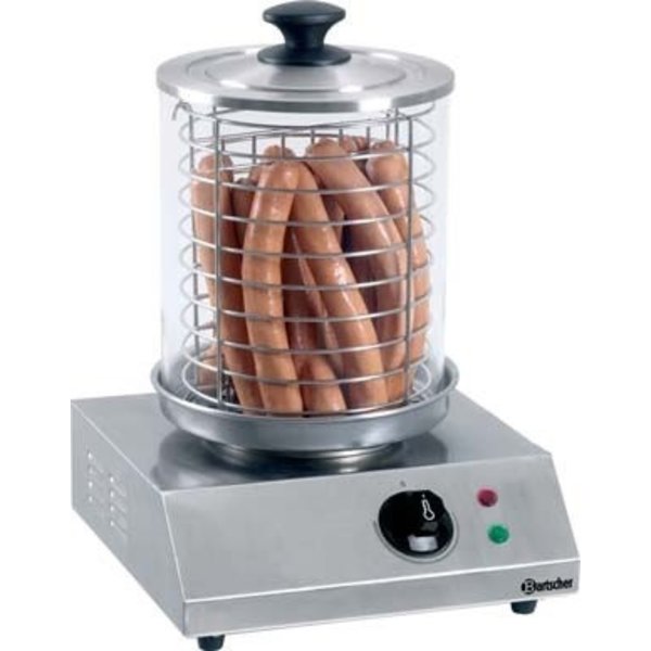 Bartscher Hotdog worstenwarmer | 800Watt | Glascilinder Ø200xH240mm. | 30 °C tot 100 °C