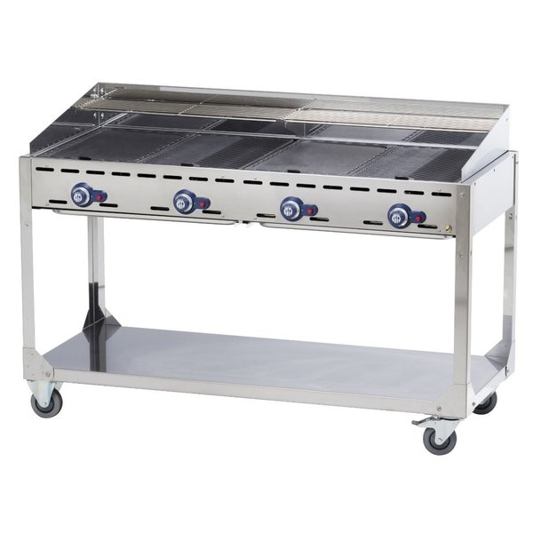 Hendi Hendi Green fire gasbarbecue met 4 branders | 2x gietijzer Rooster en 2x bakplaten