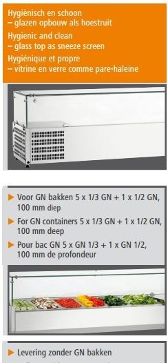 Bartscher Opzetkoelvitrine voor 5x1/3+1x1/2GN | 1500 mm., foto 3 van 3