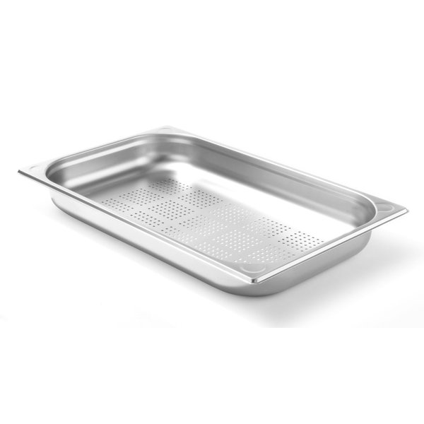 Hendi Kitchen Line gastronormbak geperforeerd GN1/1 RVS | 530x325 - diep 65 mm.