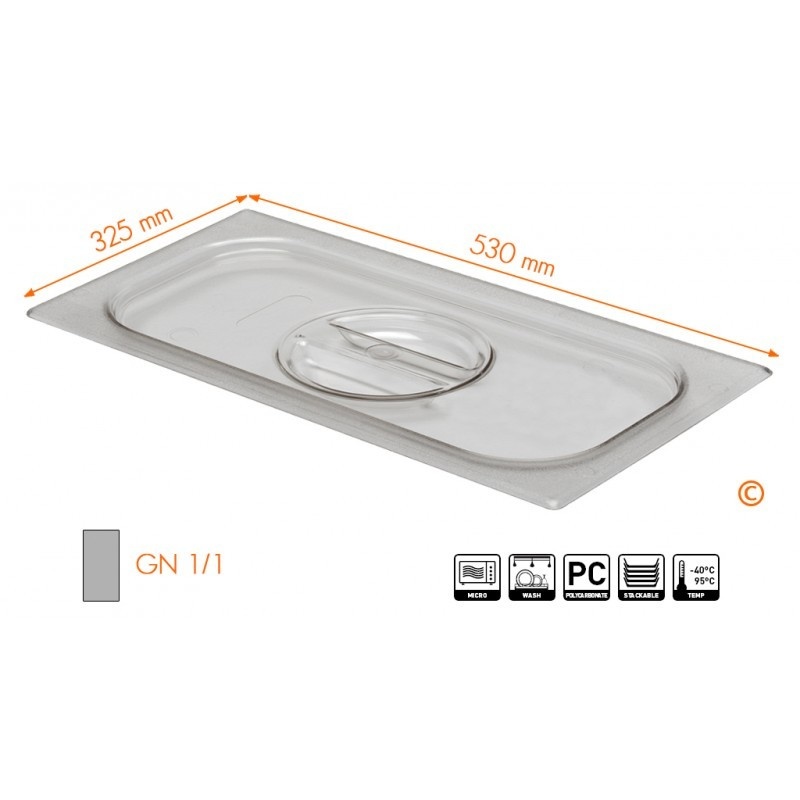 Hendi Gastronormdeksel GN1/1 Polycarbonaat | 530x325mm, foto 2 van 2