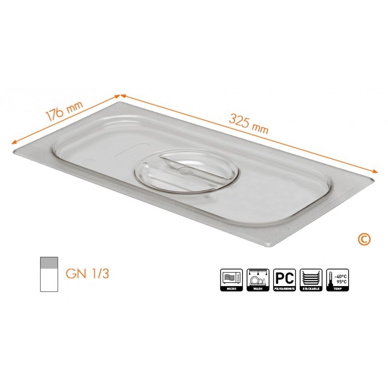 Hendi Gastronormdeksel 1/3 Polycarbonaat | 325x176mm., foto 2 van 2
