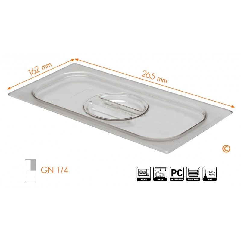 Hendi Gastronormdeksel 1/4 Polycarbonaat | 265x162mm., foto 2 van 2