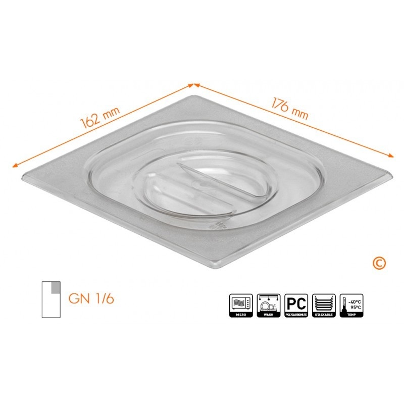 Hendi Gastronormdeksel 1/6 Polycarbonaat | 176x162mm., foto 2 van 2