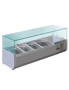 Polar Opzetkoelvitrine 3x GN1/3 en 1x GN1/2 | +2°C tot +8°C | 1200x395xH435mm