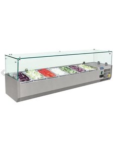 Polar Opzetkoelvitrine 7x GN1/4 | +2°C tot +8°C | 1500 x 330xH435mm