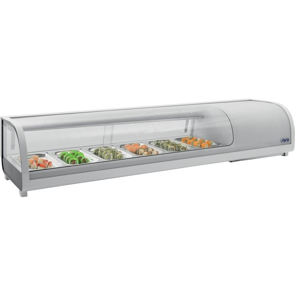 Saro Saro Opzetkoelvitrine  voor Sushi | 6x GN1/3 | SAMIRA | B1579 x D420 x H265 mm.