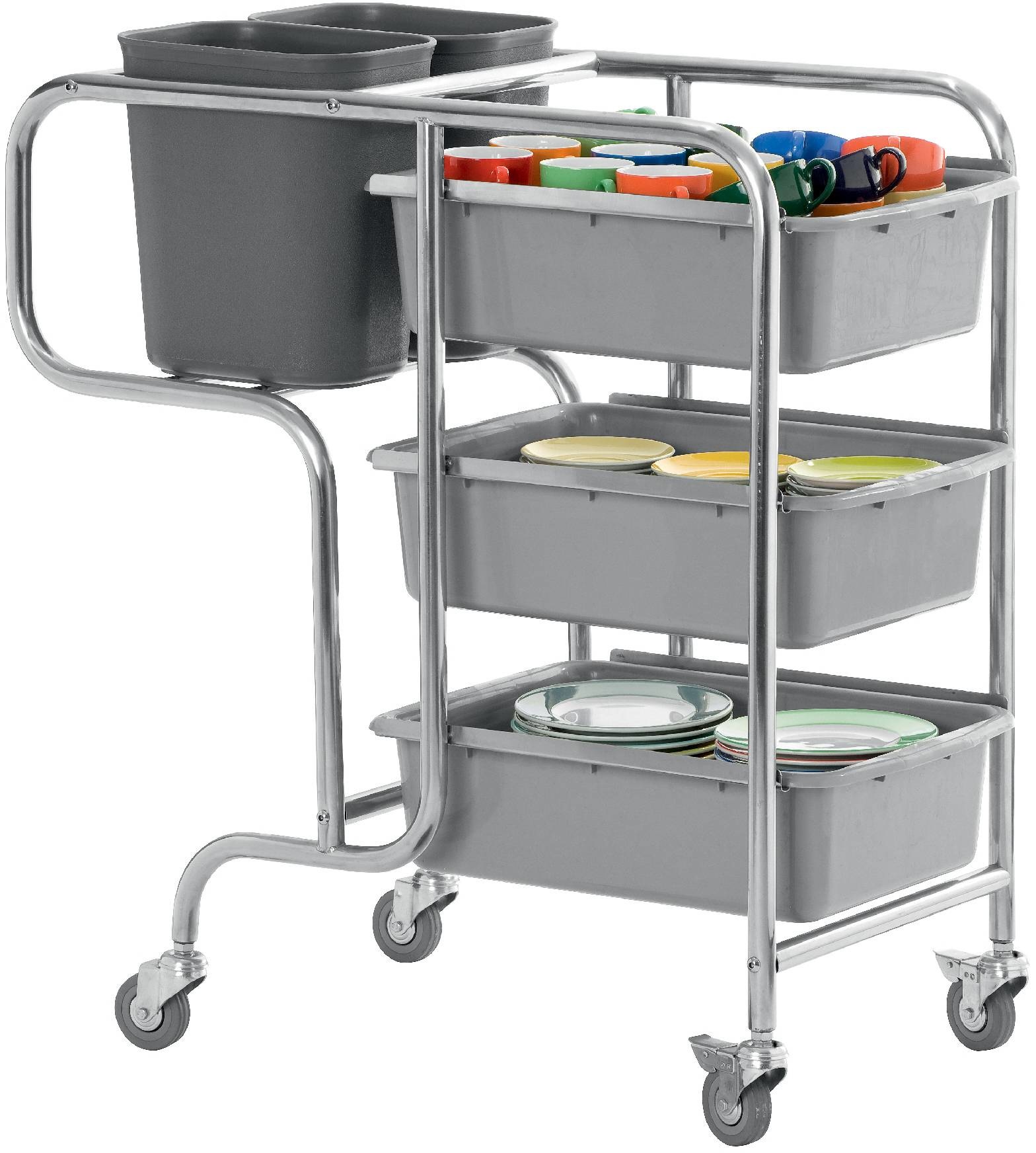 Saro Saro Afruimwagen met 3 bakken RVS | 106x58xH91cm.