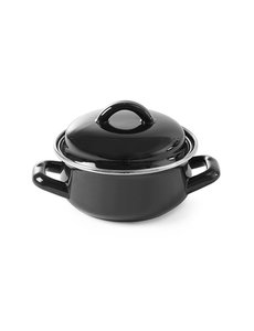 Hendi Sauspannetje met deksel zwart emaille | 0,8 liter | 625705