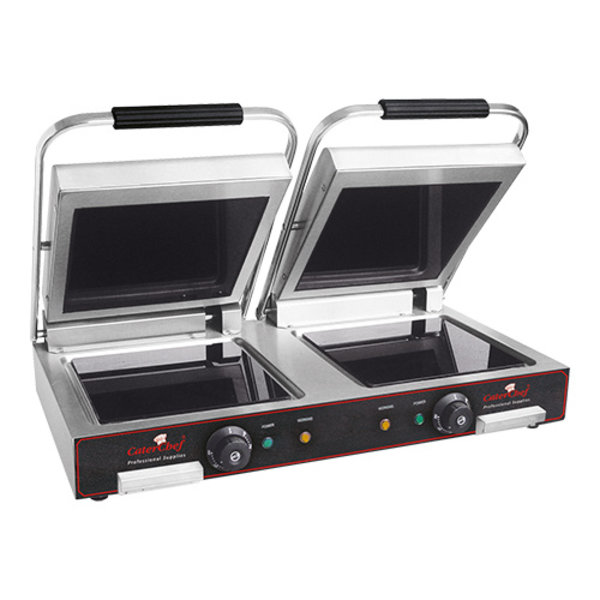 CaterChef Contactgrill Dubbel Keramisch |  Gladde Platen | 3.2kW |  16,2(H)x43,1x70,4cm.