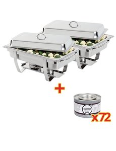 Olympia Chafing dish met 72 brandpasta  | GN 1/1 | 9 Liter | Set van 2