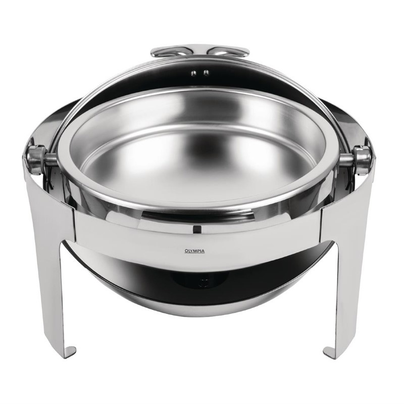 Olympia Chafing dish met roltop 6 liter | Hoogglans RVS, foto 2 van 4