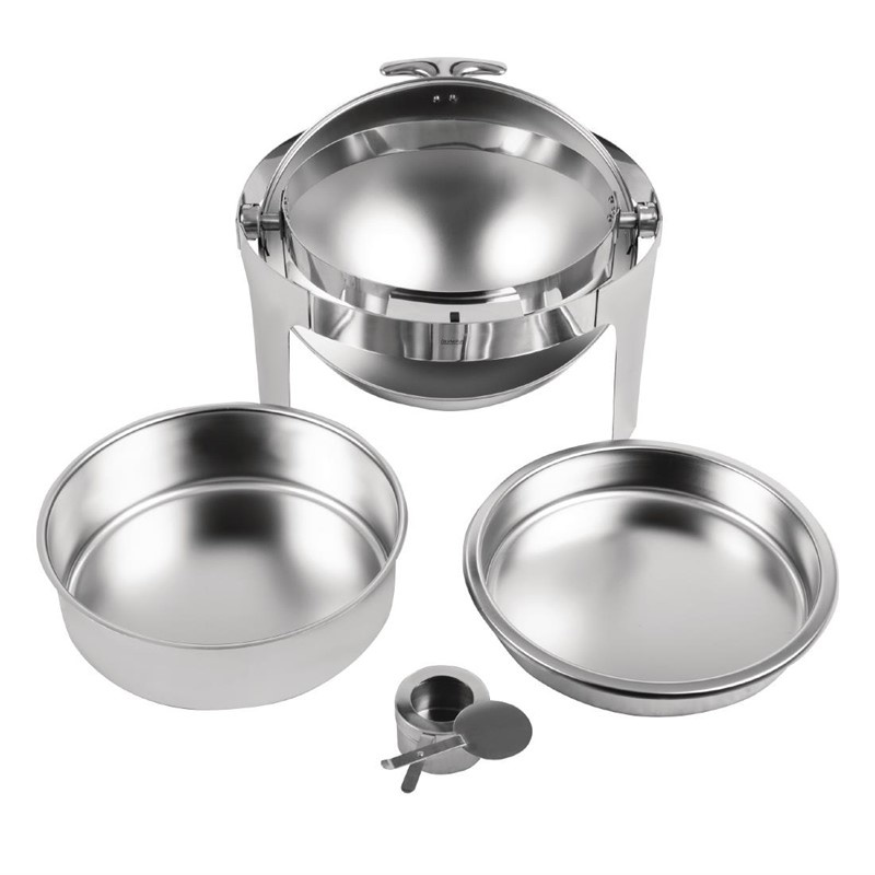 Olympia Chafing dish met roltop 6 liter | Hoogglans RVS, foto 3 van 4