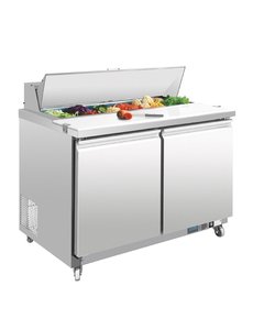 Polar Saladette met 2 deuren 12 x GN1/6  | +2°C tot +5°C | 110Hx123x76cm.