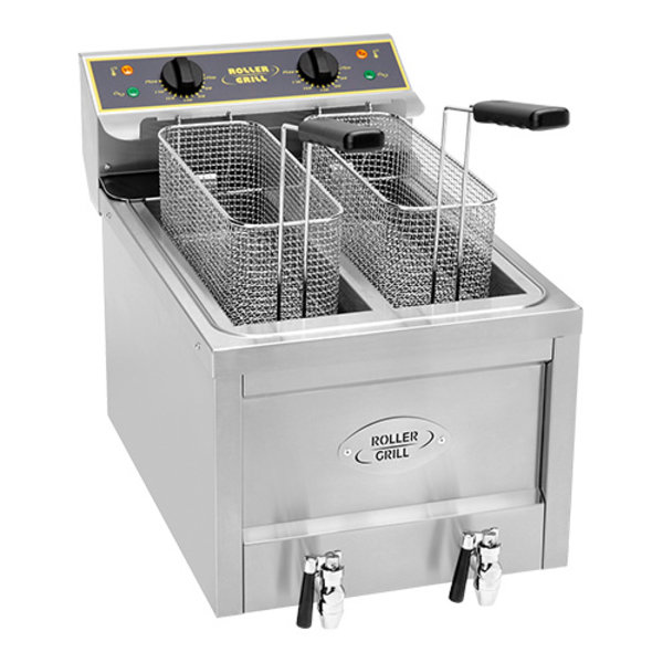 Roller Grill Friteuse met Aftapkraan | 2x 8 Liter | 2x 3.0kW | 45(H)x70x40cm