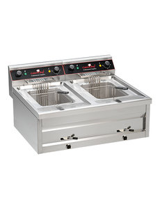 CaterChef Friteuse met Aftapkraan 2x 12 liter | 2 x 9kW | 800x700x(H)320mm