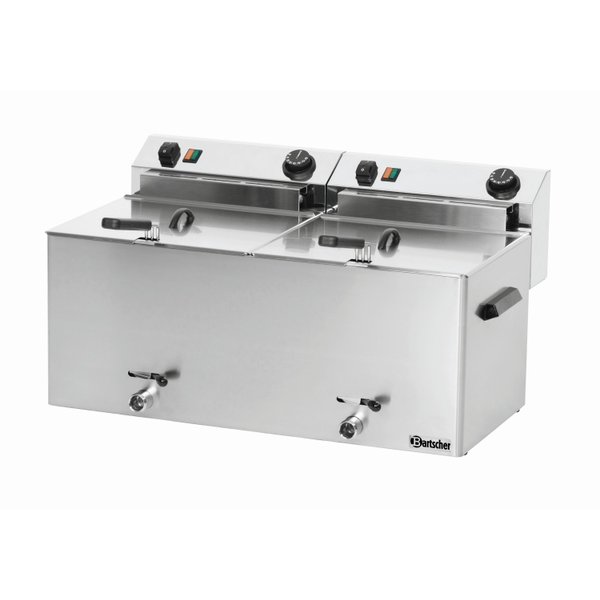 Bartscher Friteuse met aftapkraanI 2 x 10 liter Professioal | 400V /16,2 kW | 750x450xH375mm