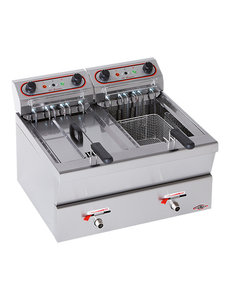 Stilfer Friteuse met aftapkraan | 2x 12 liter | 2x 400V / 2x 7kW | 720x580xH310mm