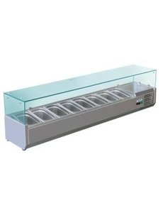 Saro Opzetkoelvitrine met Glas | 9x GN1/3 | 1800x395 x(H)435mm