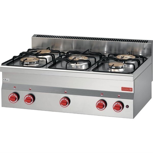 Gastro-M Gaskooktoestel | Gastro-M 600 Series | 5 Branders | 15kW | 600x900x(H)280mm