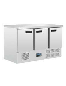 Polar Koelwerkbank met 3 deuren 368 liter | +2°C tot +5°C | 88Hx137x70cm.