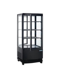 Polar Koelvitrine met gebogen deuren zwart 86 Liter | 43x43xH98cm.